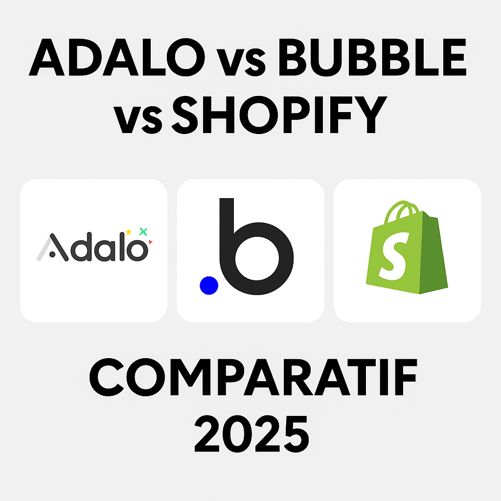 Lire la suite à propos de l’article Adalo vs Bubble vs Shopify 2025 : Comparatif