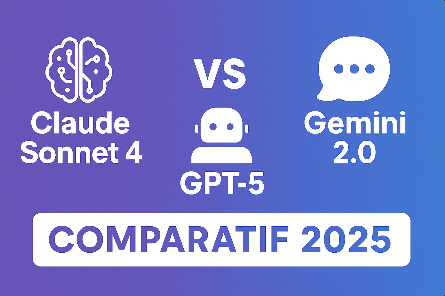 Lire la suite à propos de l’article Claude Sonnet 4 vs GPT-5 vs Gemini 2.0 : Test Complet Français 2025 pour Créateurs
