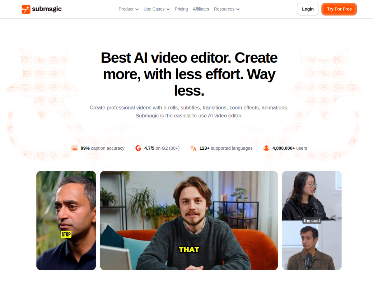 Editeur video IA de Submagic, capture de juillet 2026
