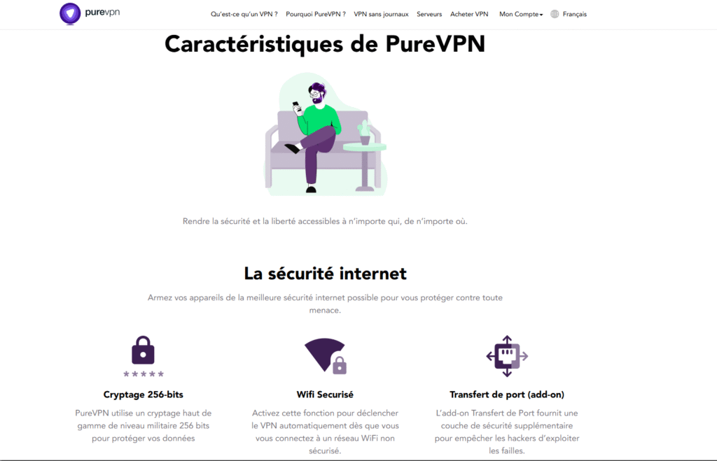 Pure VPN Fonctionnalités