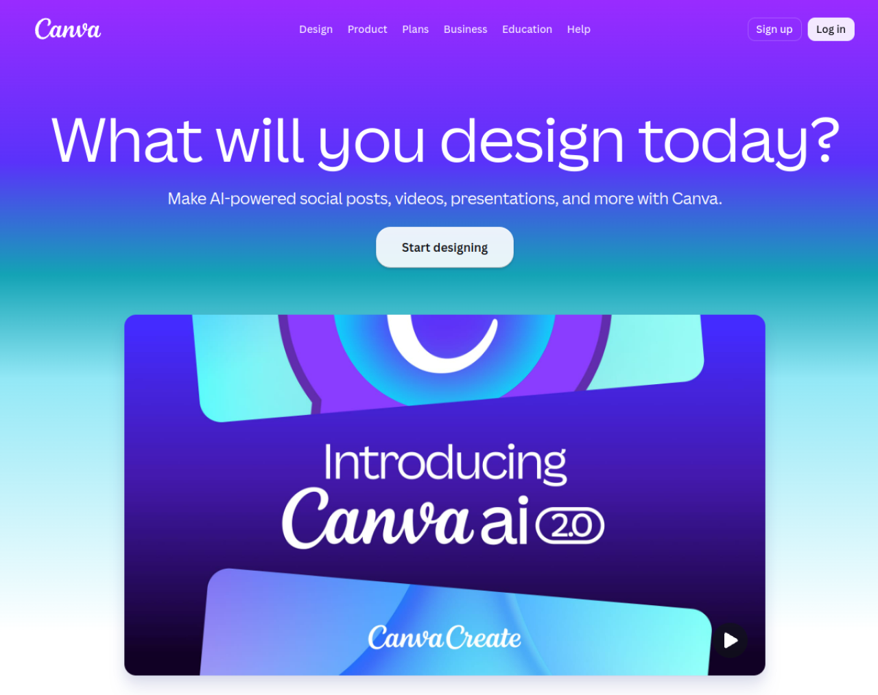 Page d'accueil de Canva, capture de juillet 2026
