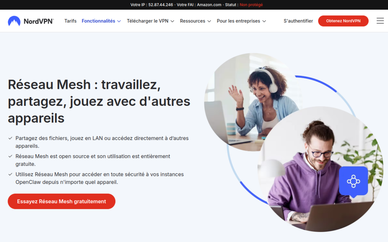 Fonction Meshnet de NordVPN