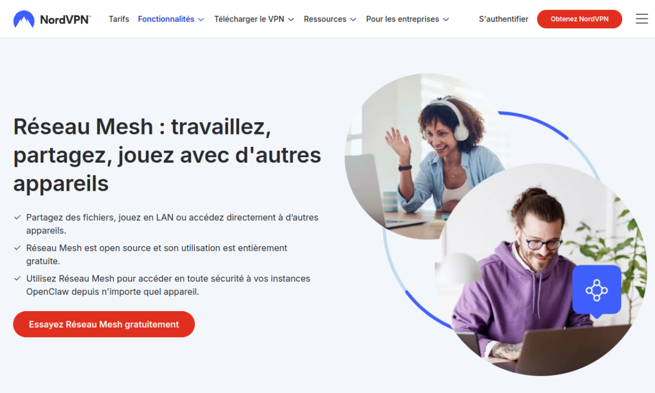 Fonction Réseau Mesh (Meshnet) de NordVPN