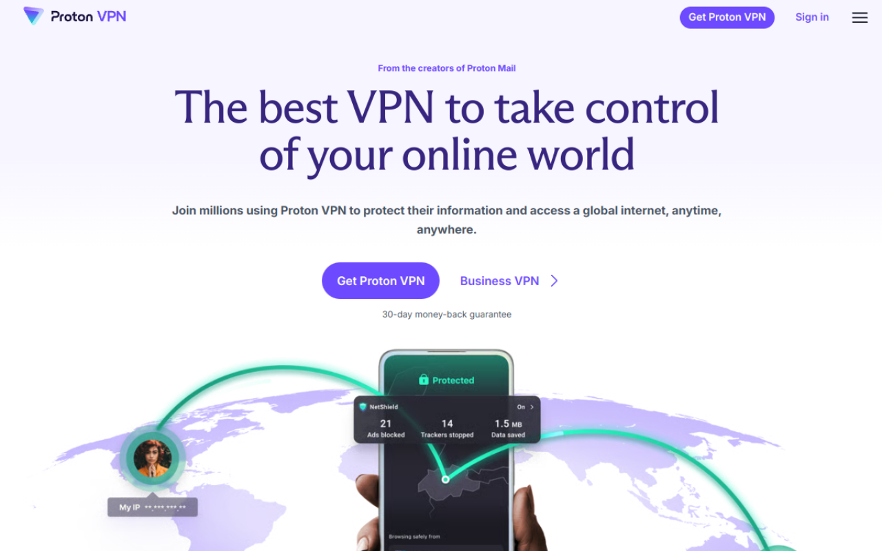 Page d accueil de Proton VPN