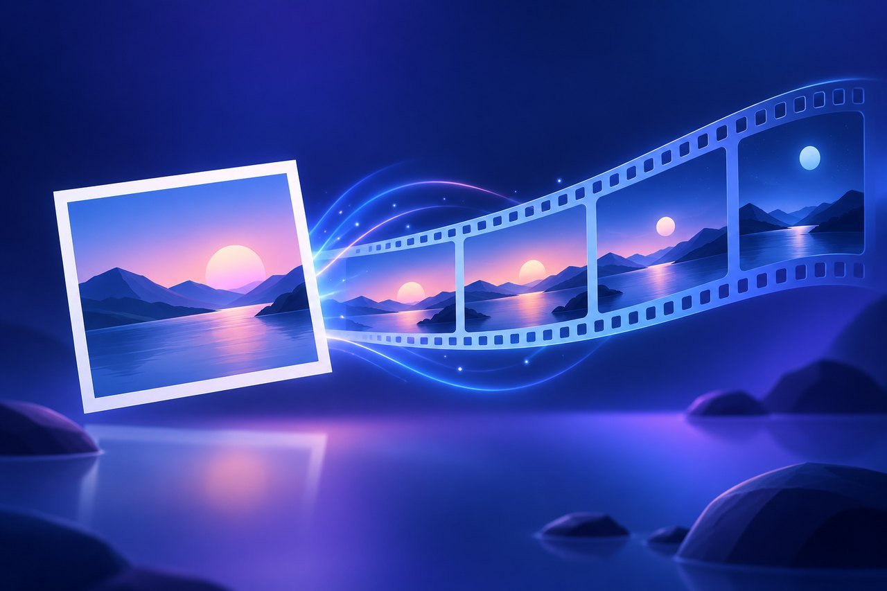Illustration : une photo qui se déploie en pellicule de cadres vidéo