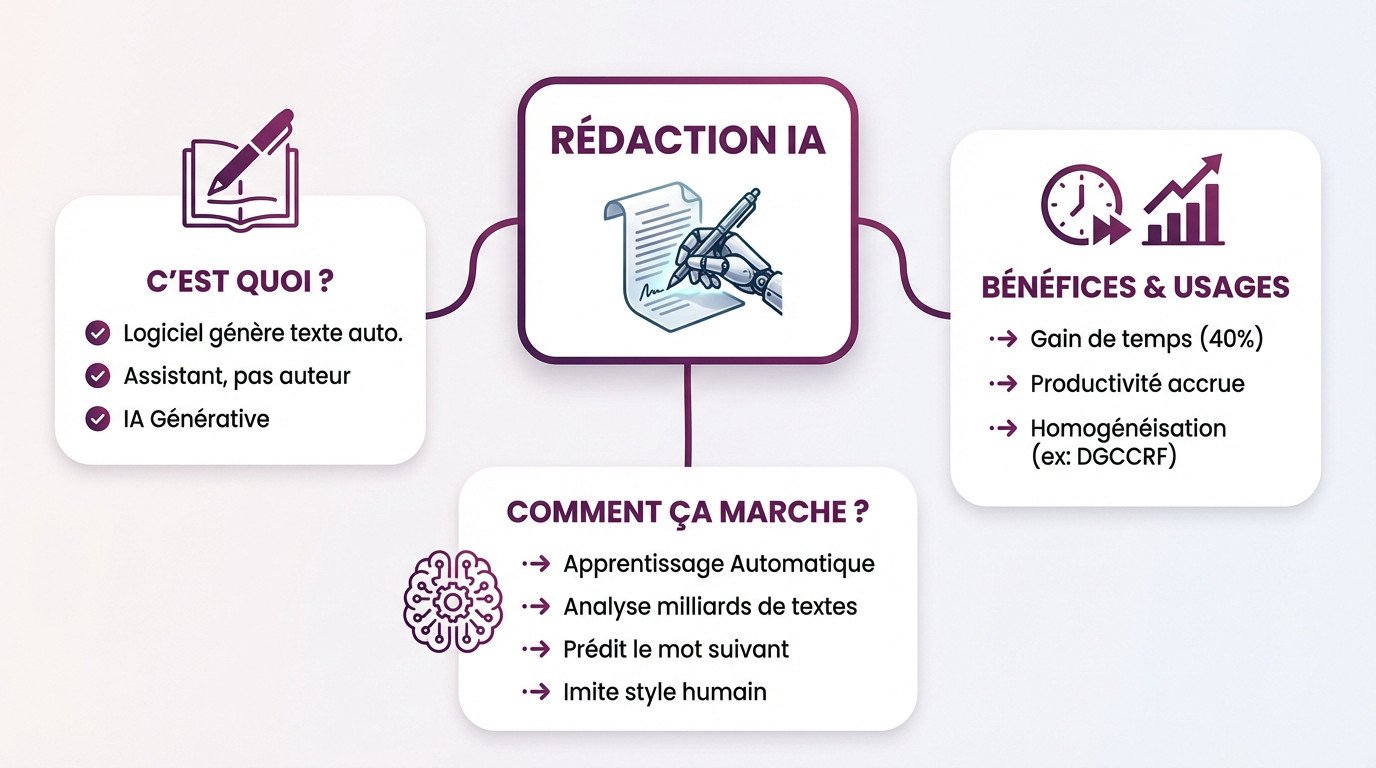 Illustration du processus de rédaction assistée par intelligence artificielle