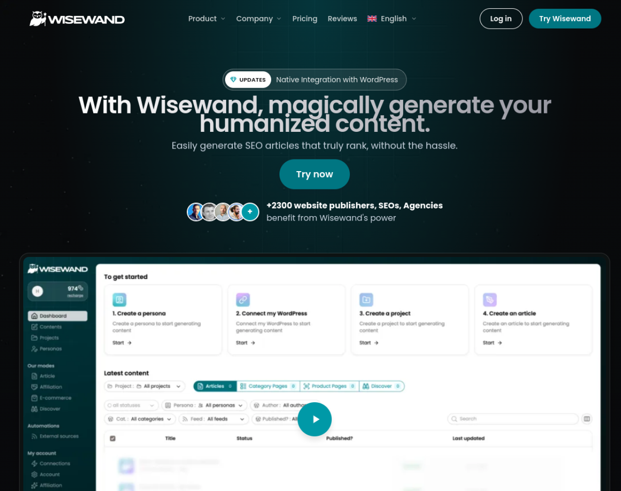 Page daccueil de Wisewand, capture de juillet 2026