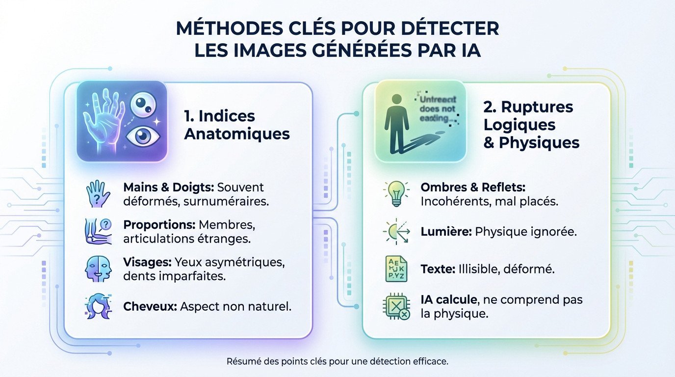 Analyse des incohérences visuelles pour différencier une image IA d'une photo réelle