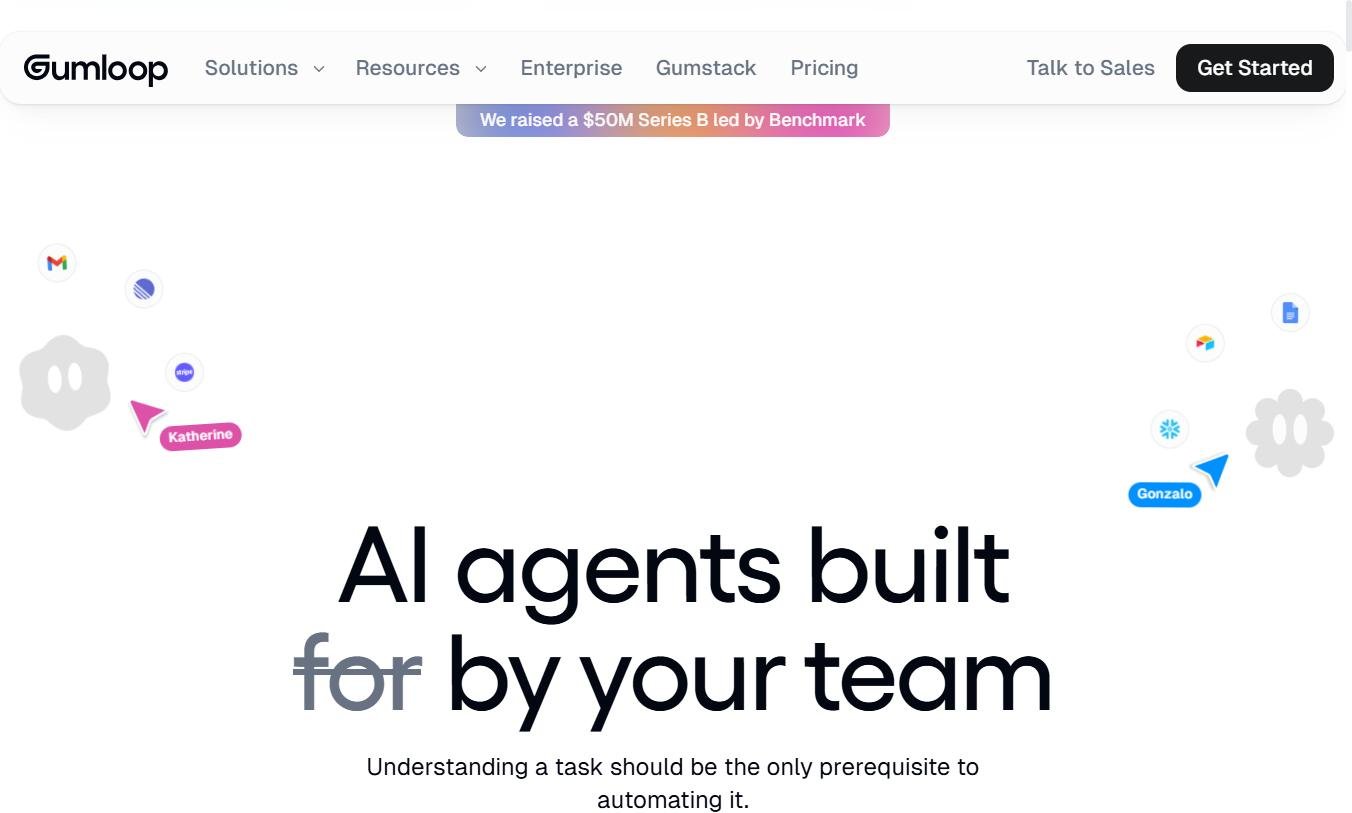 Gumloop - Page d'accueil : AI agents built for by your team