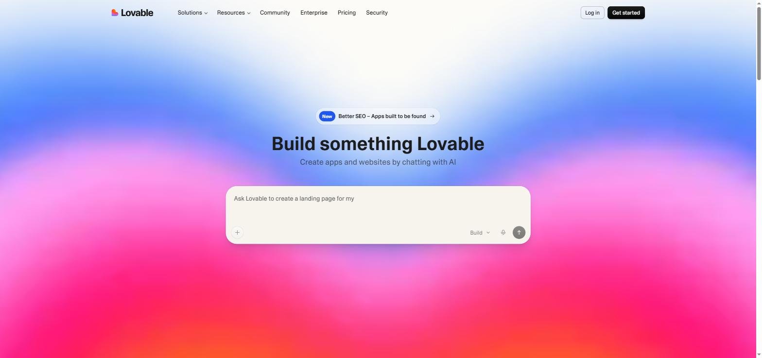 Interface de Lovable AI - Build something Lovable, créer des apps avec l'IA