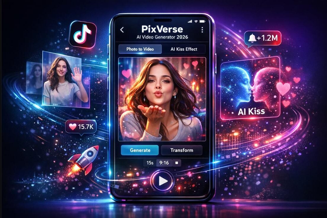 PixVerse AI - Générateur vidéo IA avec effets AI Kiss, transitions et animations virales