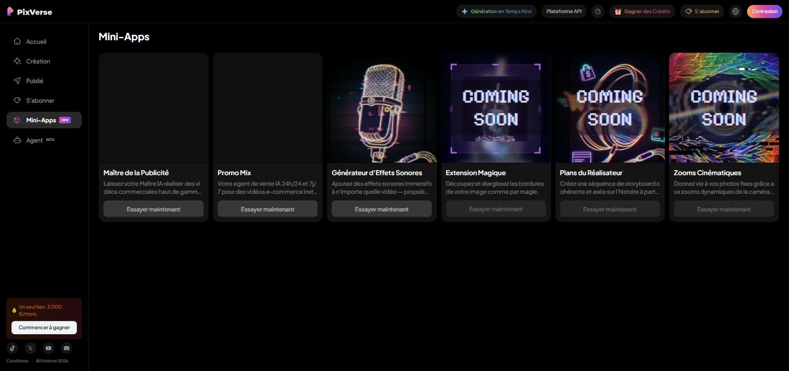PixVerse AI Mini-Apps - Fonctionnalités avancées de l'outil