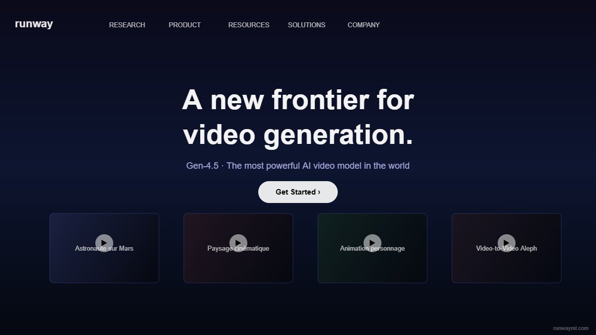 Interface Runway ML : générateur vidéo IA Gen-4.5