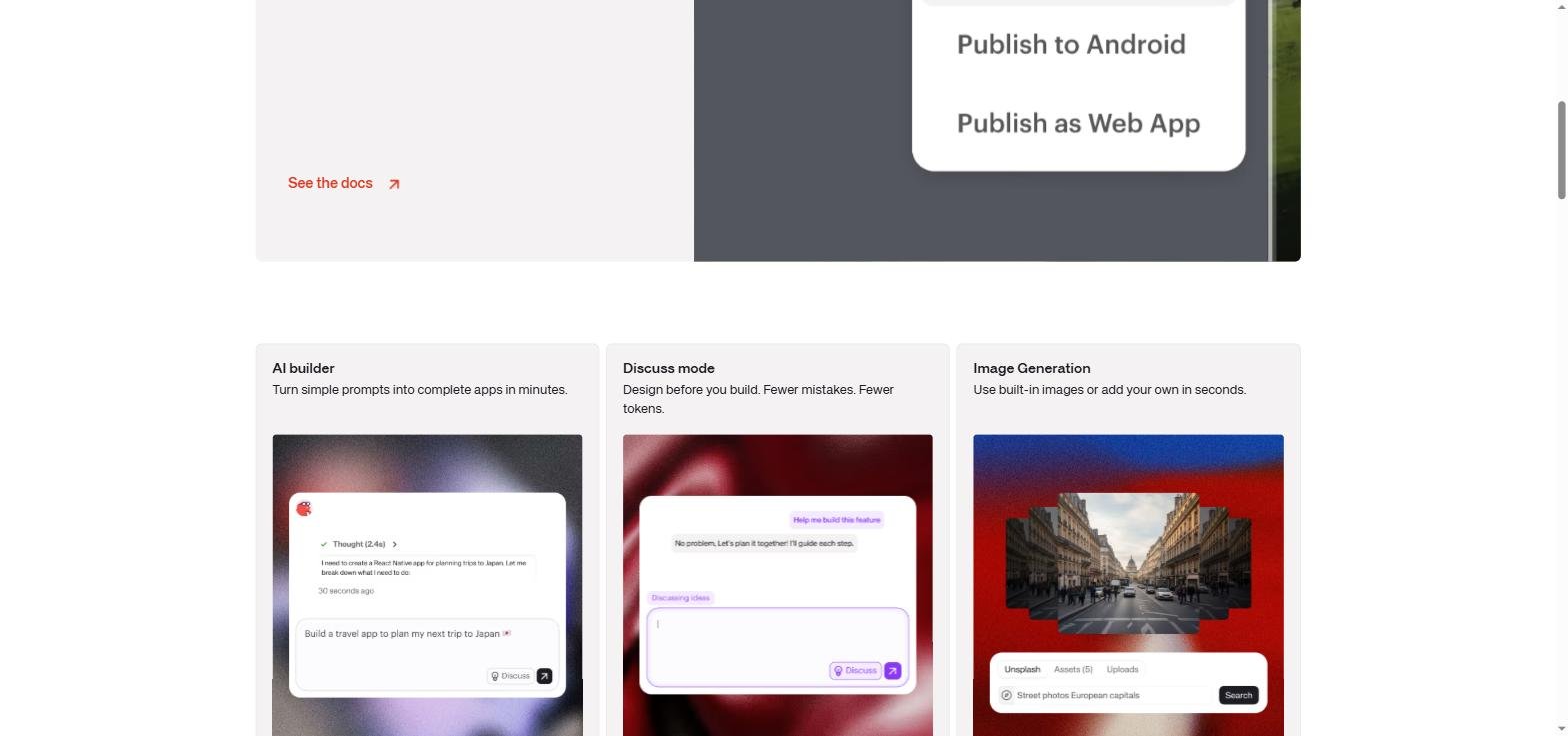 Thunkable fonctionnalités : AI builder, Discuss mode et génération d'images
