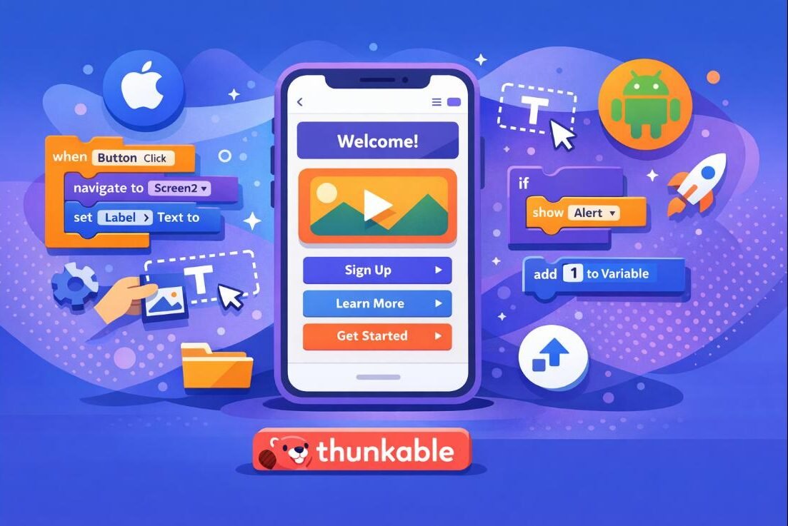 Thunkable plateforme no-code pour créer des applications mobiles iOS et Android sans coder