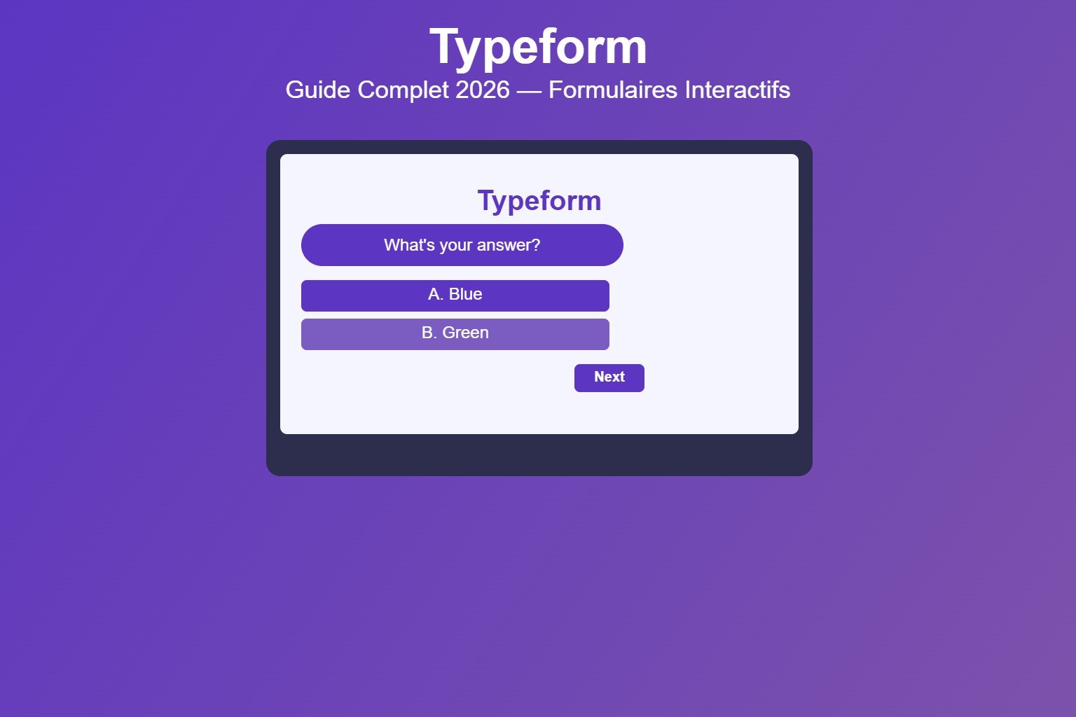 Interface Typeform - formulaires conversationnels interactifs