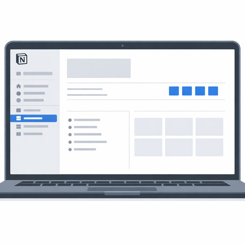 Notion application de productivité tout-en-un 2026 - interface workspace pages et bases de données