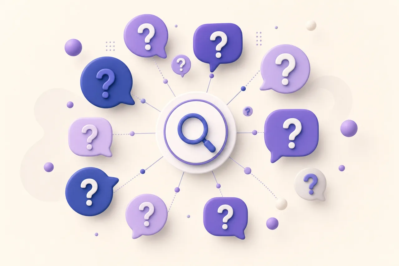 Recherche de questions des internautes en roue de mots-cles