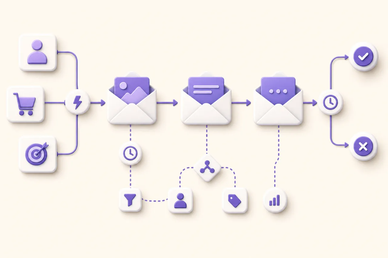 Campagne email automatisee avec Brevo : sequence de declencheurs
