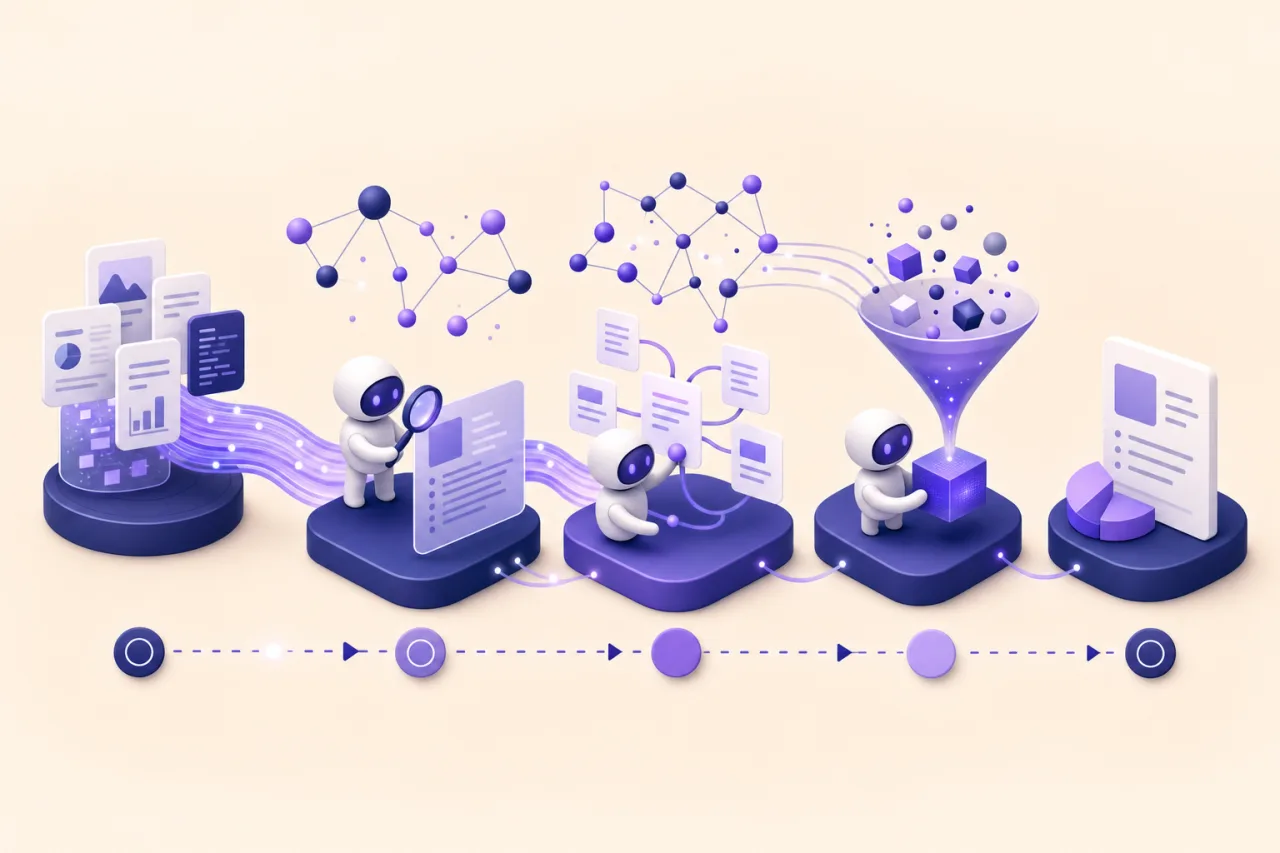 Processus de recherche IA en plusieurs etapes