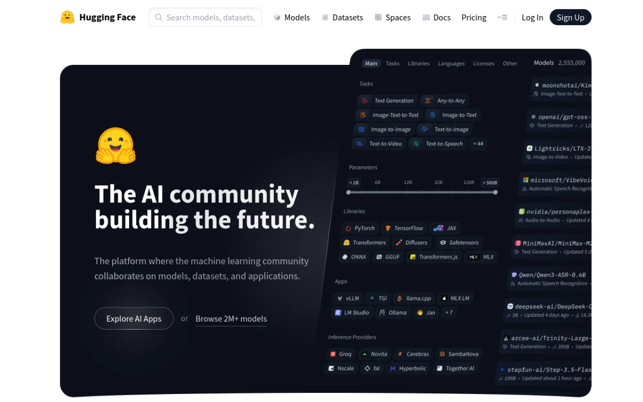 Page d accueil de la plateforme Hugging Face, cible de l intrusion menee par les modeles d OpenAI