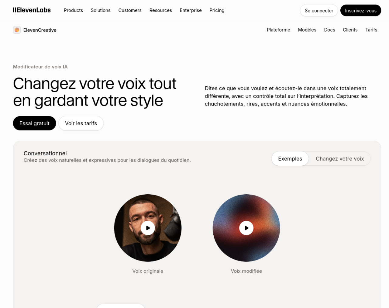 Voice Changer d’ElevenLabs, transformation de voix haute qualité