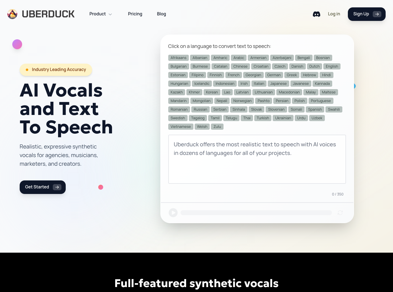 Uberduck, synthèse vocale et voix IA multilingues