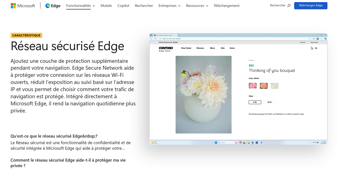 Page de présentation du Réseau sécurisé de Microsoft Edge